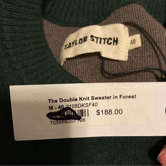 Taylor Stitch The Double Knit crewneck Sweater in Forest Wool Blend S-XL - Picture 6 of 7